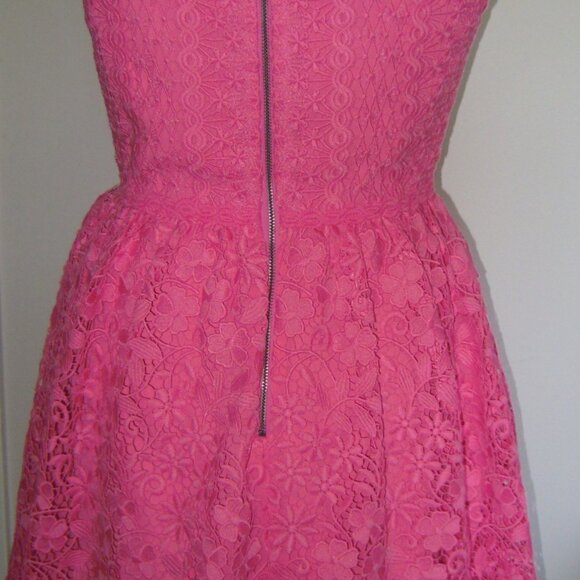 Alice + Olivia designer Pink Fit & Flare Lace Dress SIZE 0 New w/o Tags - Picture 3 of 11